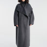 The Frankie Shop - Leroy Funnel Neck Wool Coat in Dark Grey Melange