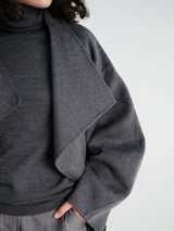The Frankie Shop - Leroy Funnel Neck Wool Coat in Dark Grey Melange