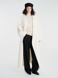 The Frankie Shop - Leroy Funnel Neck Wool Coat in White