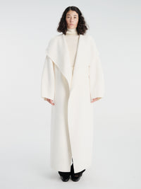 The Frankie Shop - Leroy Funnel Neck Wool Coat in White