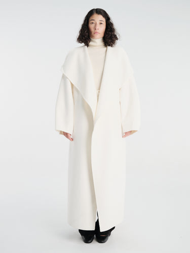 The Frankie Shop - Leroy Funnel Neck Wool Coat in White