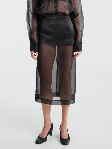 The Frankie Shop - Peri Sheer Midi Skirt in Black