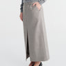 The Frankie Shop - Maybelle Wool Front Slit Pencil Skirt - Light Taupe Melange