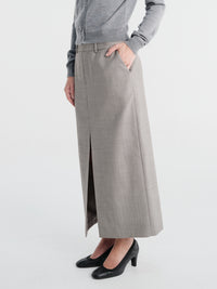 The Frankie Shop - Maybelle Wool Front Slit Pencil Skirt - Light Taupe Melange