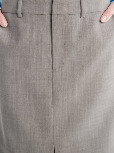 The Frankie Shop - Maybelle Wool Front Slit Pencil Skirt - Light Taupe Melange