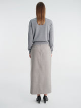 The Frankie Shop - Maybelle Wool Front Slit Pencil Skirt - Light Taupe Melange