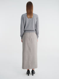 The Frankie Shop - Maybelle Wool Front Slit Pencil Skirt - Light Taupe Melange