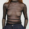 The Frankie Shop - Tulia Long Sleeve Mesh T-shirt in Black