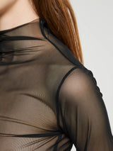 The Frankie Shop - Tulia Long Sleeve Mesh T-shirt in Black