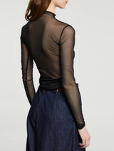 The Frankie Shop - Tulia Long Sleeve Mesh T-shirt in Black
