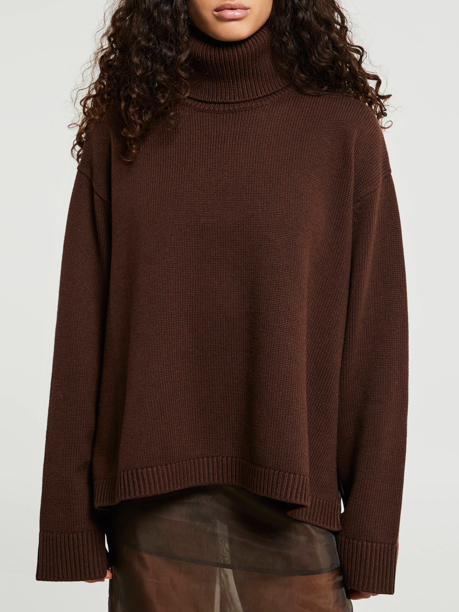 The Frankie Shop - Rhea Trapeze Turtleneck in Brown