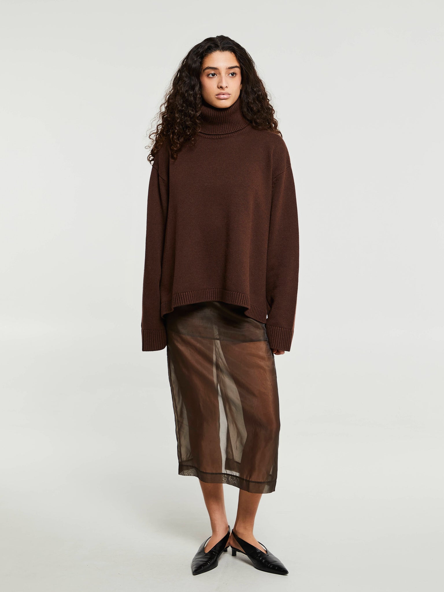 The Frankie Shop - Rhea Trapeze Turtleneck in Brown