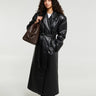 The Frankie Shop - Tina Faux Leather Trench Coat in Black