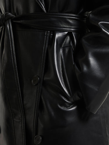 The Frankie Shop - Tina Faux Leather Trench Coat in Black