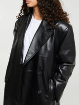 The Frankie Shop - Tina Faux Leather Trench Coat in Black