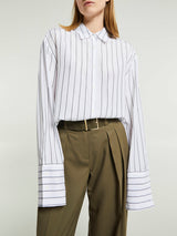 The Frankie Shop - Anvers Button Up Stripe Shirt in White and Black Stripes