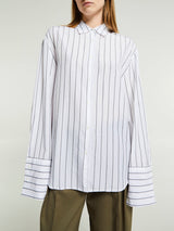 The Frankie Shop - Anvers Button Up Stripe Shirt in White and Black Stripes