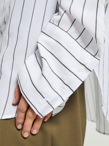 The Frankie Shop - Anvers Button Up Stripe Shirt in White and Black Stripes