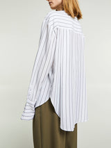 The Frankie Shop - Anvers Button Up Stripe Shirt in White and Black Stripes