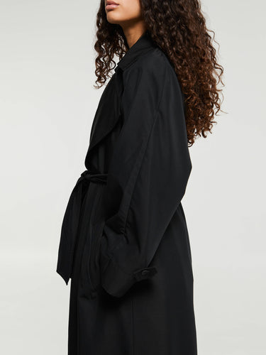 The Frankie Shop - Astoria Cut-out Raglan Sleeve Trench Coat in Black