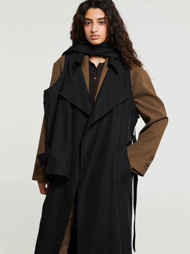 The Frankie Shop - Astoria Cut-out Raglan Sleeve Trench Coat in Black