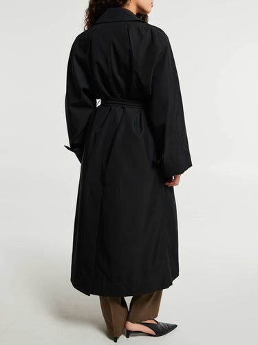 The Frankie Shop - Astoria Cut-out Raglan Sleeve Trench Coat in Black