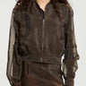 The Frankie Shop - Micky Cropped Sheer Bomber in Brown