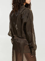 The Frankie Shop - Micky Cropped Sheer Bomber in Brown