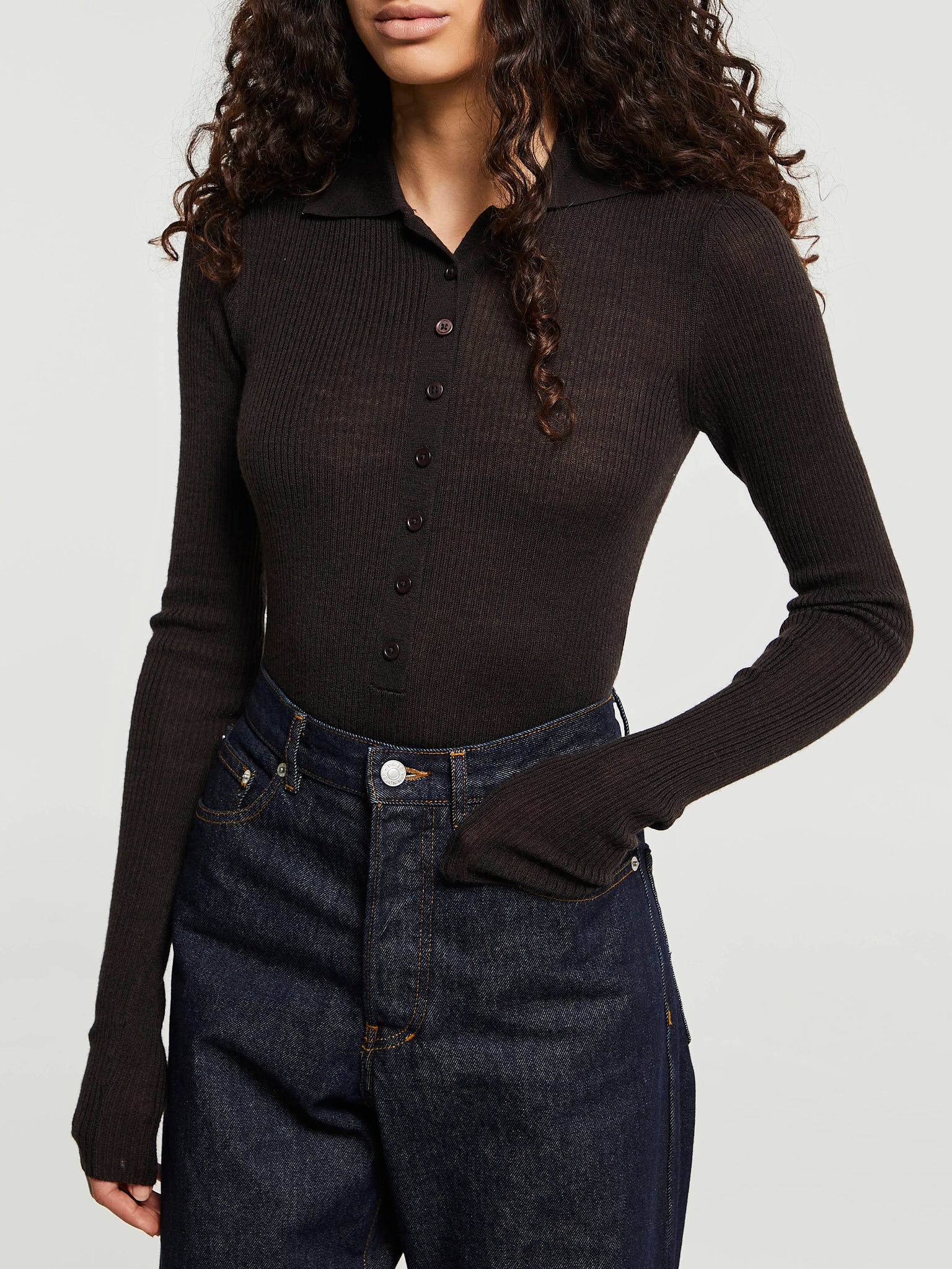 The Frankie Shop - Solana Polo Bodysuit in Brown