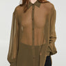 The Frankie Shop - Peri Georgette Shirt in Khaki
