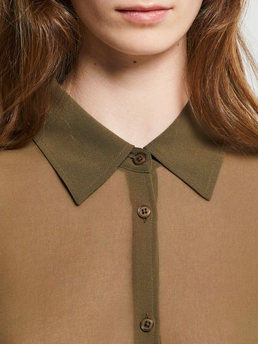 The Frankie Shop - Peri Georgette Shirt in Khaki