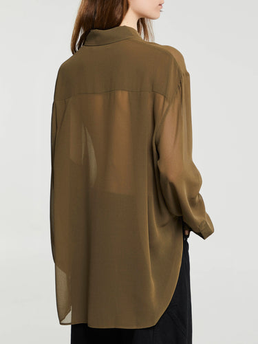 The Frankie Shop - Peri Georgette Shirt in Khaki