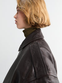 The Frankie Shop - Viper Leather Jacket in Brown