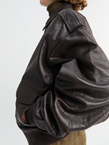 The Frankie Shop - Viper Leather Jacket in Brown