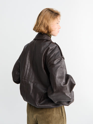 The Frankie Shop - Viper Leather Jacket in Brown