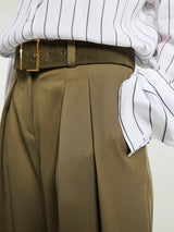 The Frankie Shop - Evro Suede Leather Belt in Khaki
