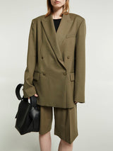 The Frankie Shop - Newark Double Breasted Blazer in Khaki