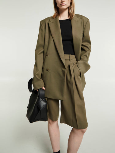 The Frankie Shop - Newark Double Breasted Blazer in Khaki