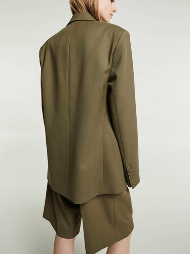 The Frankie Shop - Newark Double Breasted Blazer in Khaki