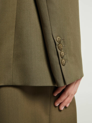 The Frankie Shop - Newark Double Breasted Blazer in Khaki