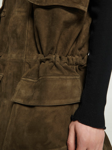 The Frankie Shop - Turin Suede Cargo Jacket in Khaki