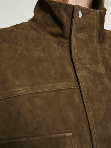 The Frankie Shop - Turin Suede Cargo Jacket in Khaki