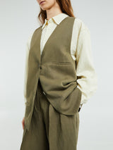 The Frankie Shop - Melrose Linen Vest in Khaki