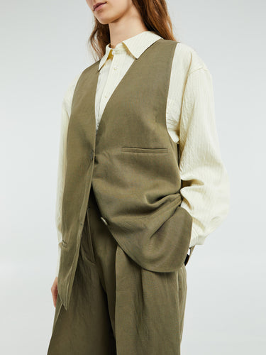 The Frankie Shop - Melrose Linen Vest in Khaki