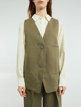 The Frankie Shop - Melrose Linen Vest in Khaki