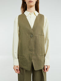 The Frankie Shop - Melrose Linen Vest in Khaki