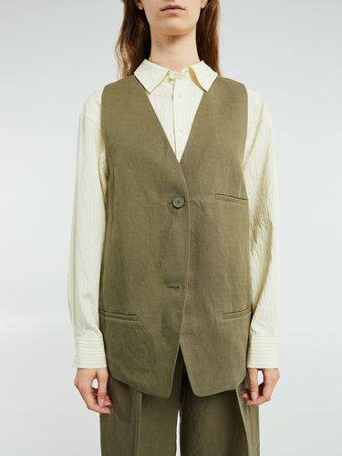 The Frankie Shop - Melrose Linen Vest in Khaki