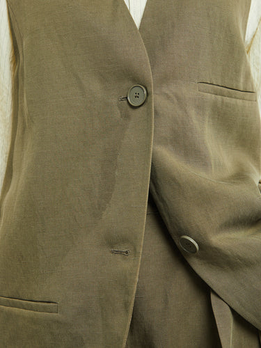 The Frankie Shop - Melrose Linen Vest in Khaki
