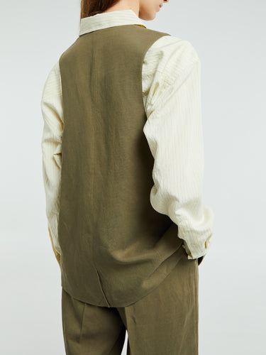 The Frankie Shop - Melrose Linen Vest in Khaki