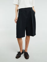 The Frankie Shop - Bilbao Linen Pleated Bermuda Shorts in Black